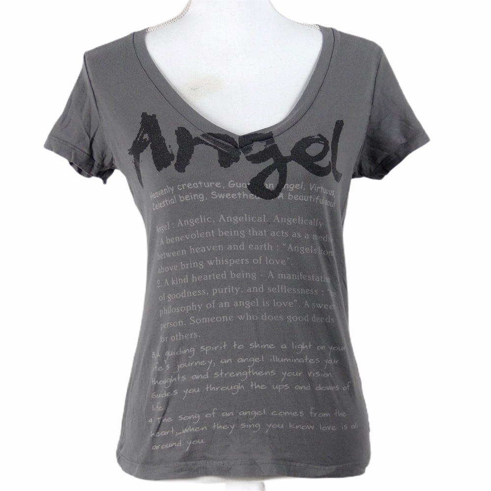 Forever 21 Angel Definition Grey Gray T-sh…